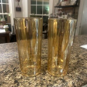Set of Amber Glass Tumblers